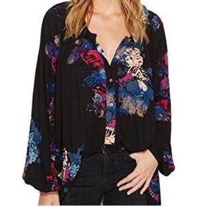 Free People Multicolor Floral Button Down Shirt